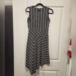 Banana Republic Black and White Asymmetrical Sheath Dress